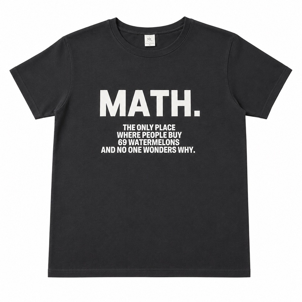NL Math Teacher Graphic Tee Black Short Sleeve Funny Watermelon Shirt Large